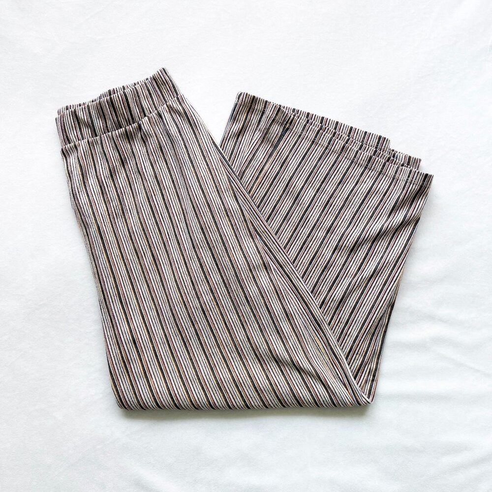 Pull & Bear Brown Striped Woven Wide Leg Crop Pants